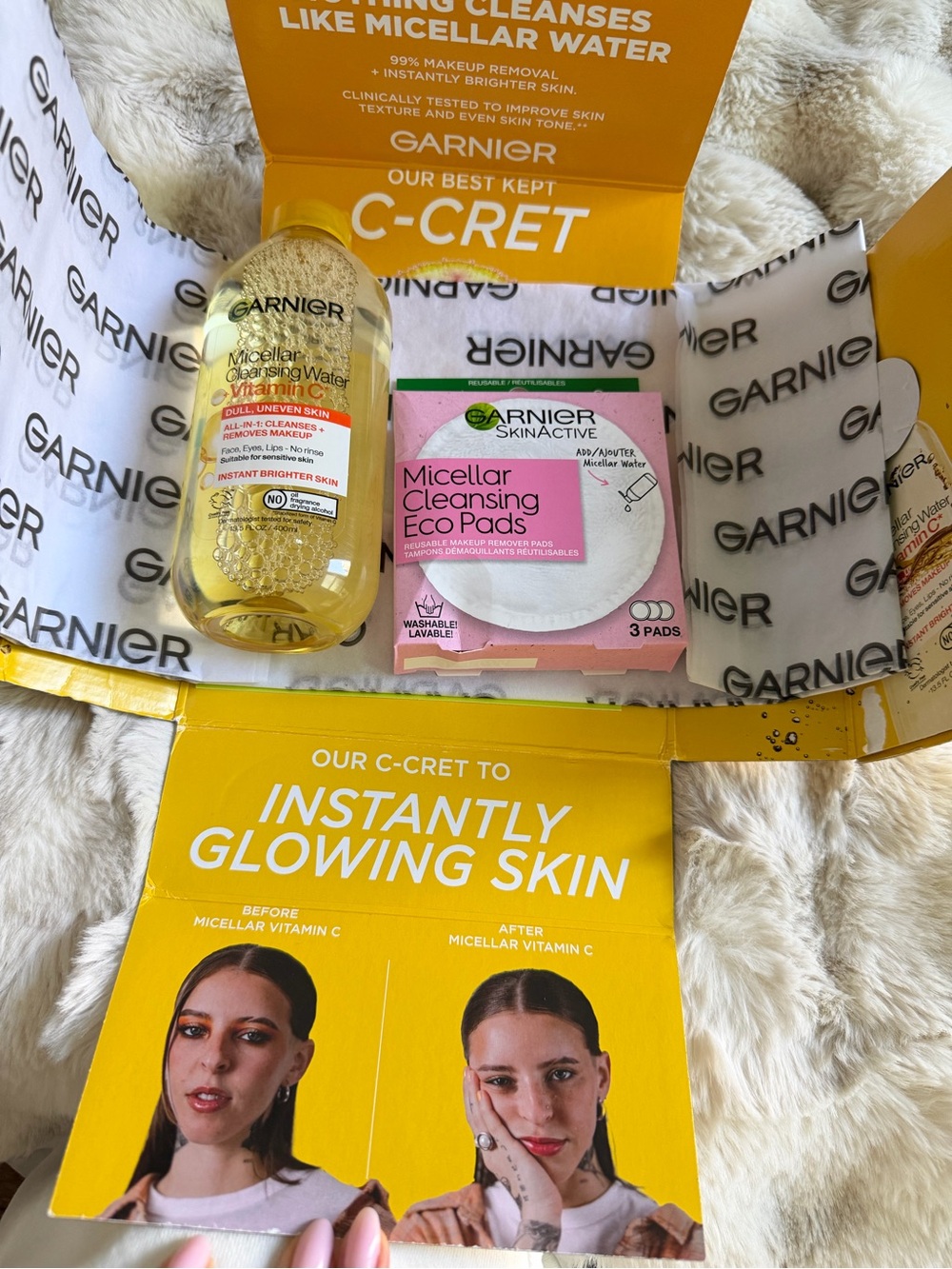 Garnier Yellow Micellar Cleansing Water with Pink Micellar Eco Pads